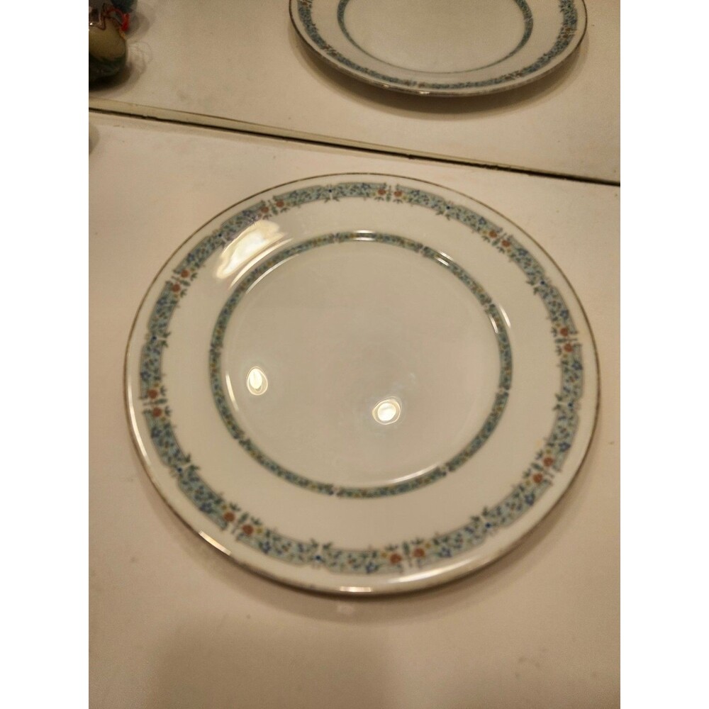Oxford Lady Love Bone China Decorative Dinner Plate Floral Pattern Silver Trim